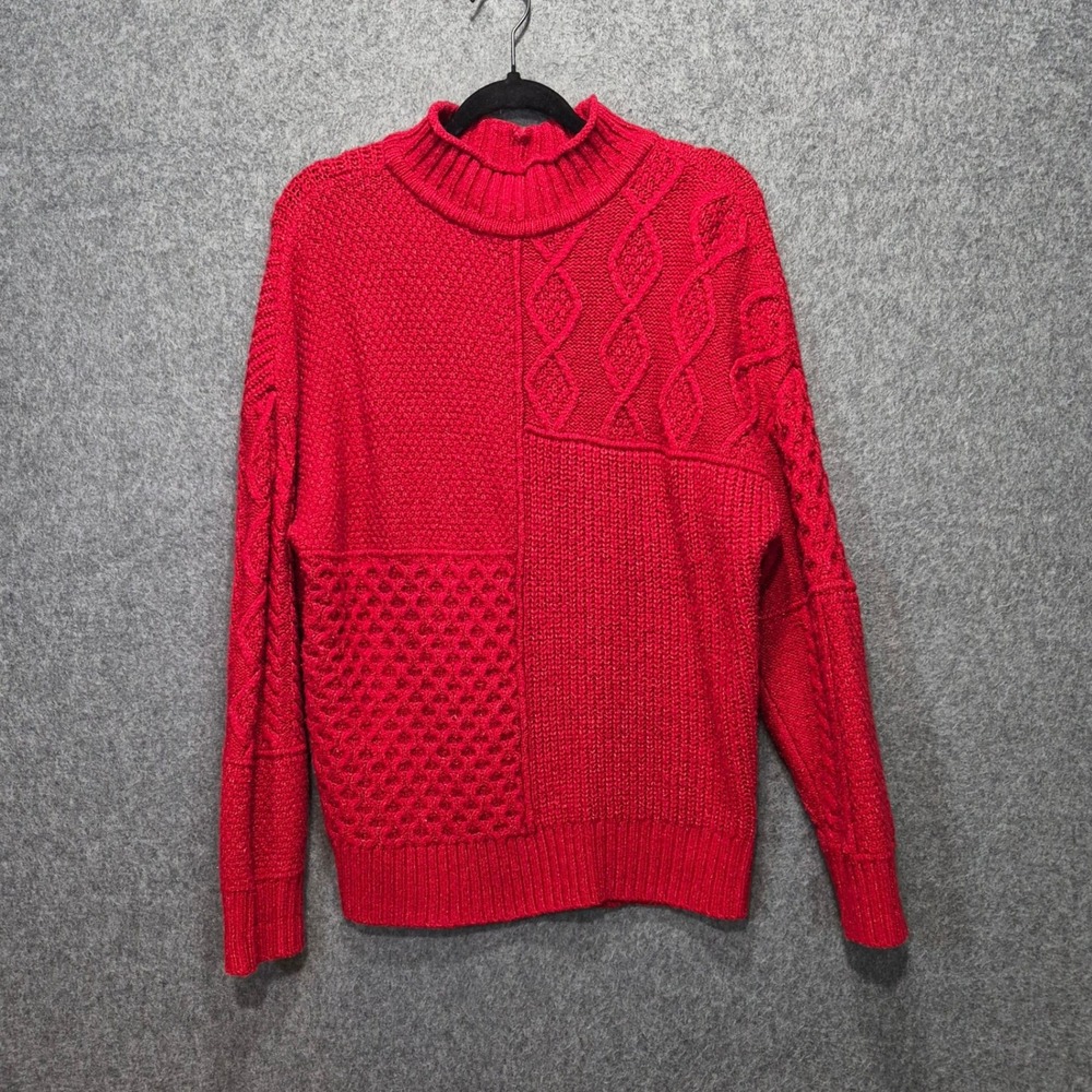 American Eagle Soft Cozy Mixed Stitch Mock Neck Oversized Sweater M Cottage